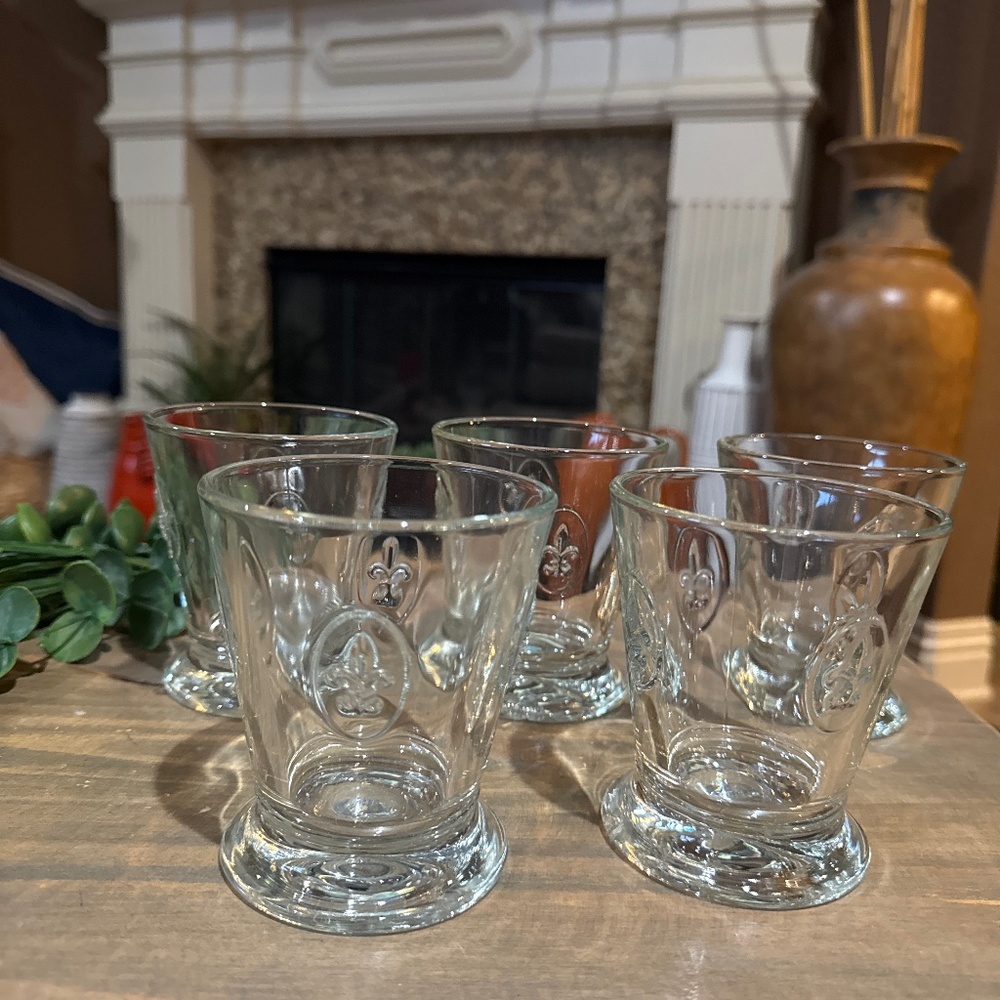 5 French La Rochere Fleur De Lys 8oz Tumblers